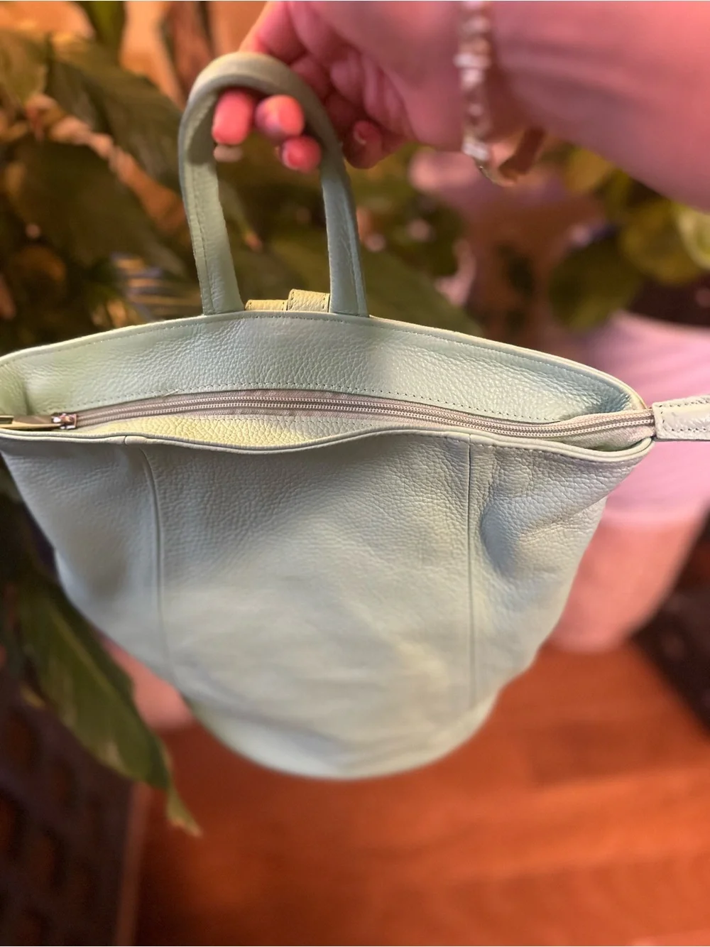 Vera Pelle Green Mint Italian Leather Backpack Bag -